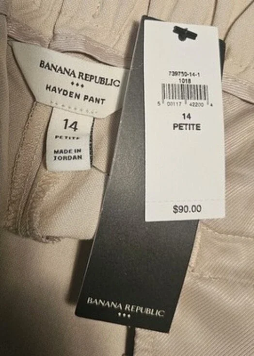 Banana Republic Straight Leg Ankle Taper Hayden Pants Womens 14P High Rise Beige - Picture 4 of 8